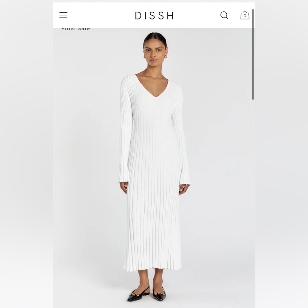 REIGN WHITE SLEEVED KNIT MIDI DRESS